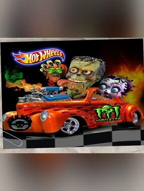Orange Monster Muscle Car - Hot Wheels Metal Poster 6x8" Can Be Personalized